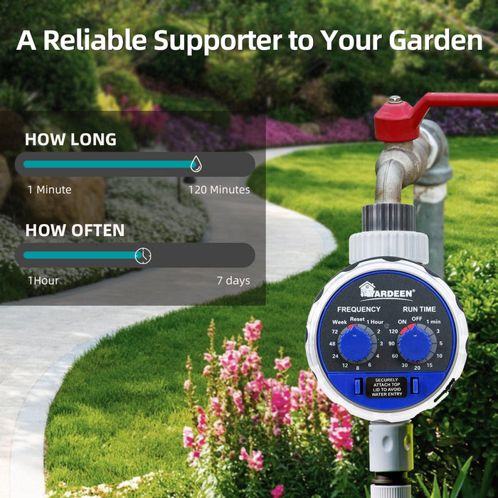 Yardeen Hose Water Timer Automatic Water Faucet Single Outlet Ball Valve Allow Connected Irrigation System Work Zero Pressure