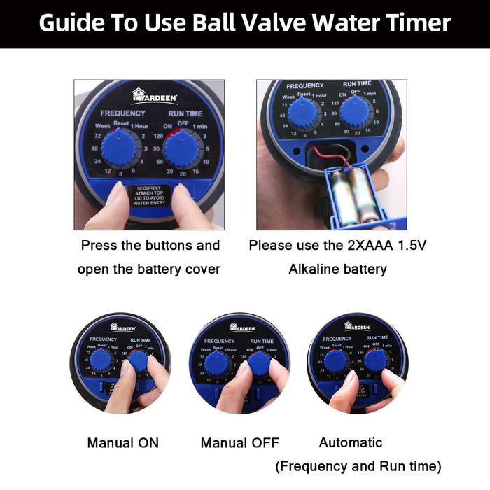 Yardeen Hose Water Timer Automatic Water Faucet Single Outlet Ball Valve Allow Connected Irrigation System Work Zero Pressure