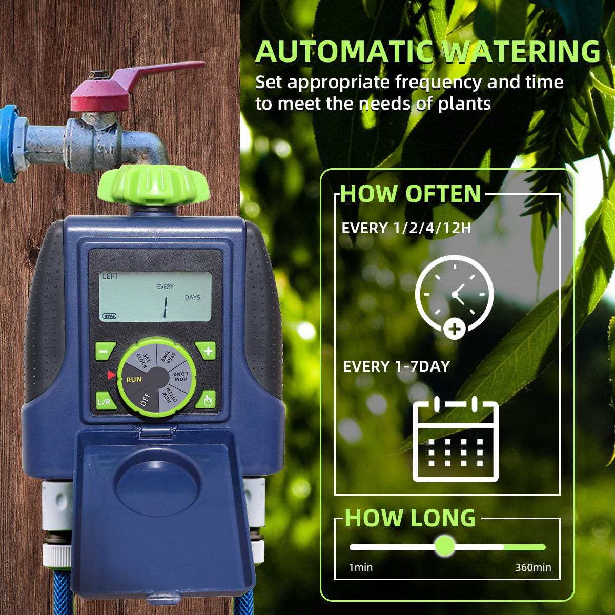 Yardeen Dual Outlets Automatic Watering Timer Solenoid Valve Digital Electronic Sprinkler Timer,IP65 Waterproof Controller System,with Rain Delay Function