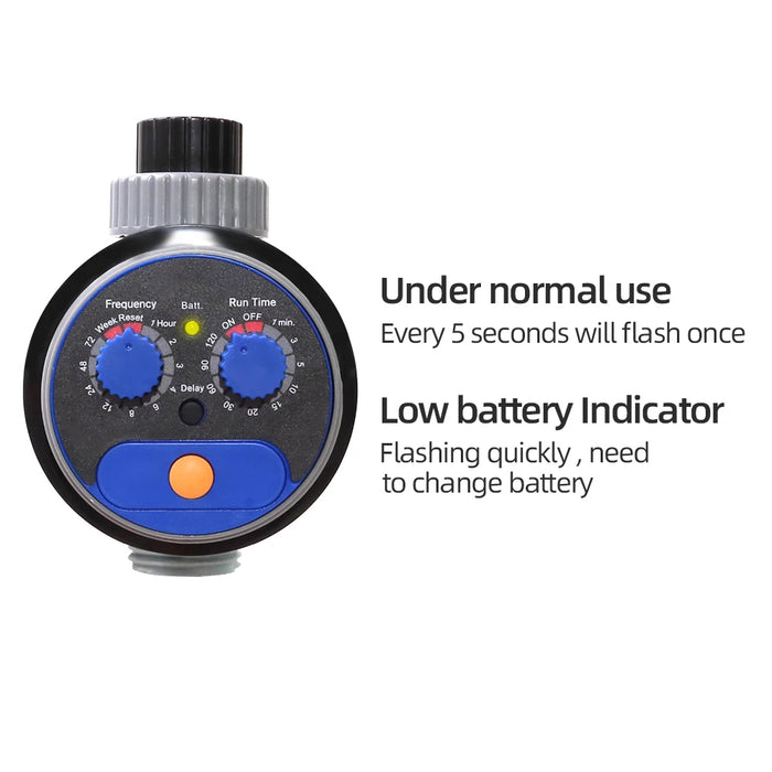 Garden Hose Automatic Water Timer,Zero Pressure IP65 Waterproof Irrigation Controller,Electronic Watering System with Rain Delay Function Blue