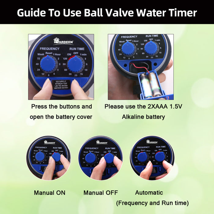 Yardeen Hose Water Timer Automatic Water Faucet Single Outlet Ball Valve Allow Connected Irrigation System Work Zero Pressure