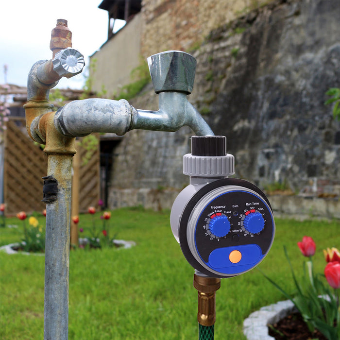 Garden Hose Automatic Water Timer,Zero Pressure IP65 Waterproof Irrigation Controller,Electronic Watering System with Rain Delay Function Blue