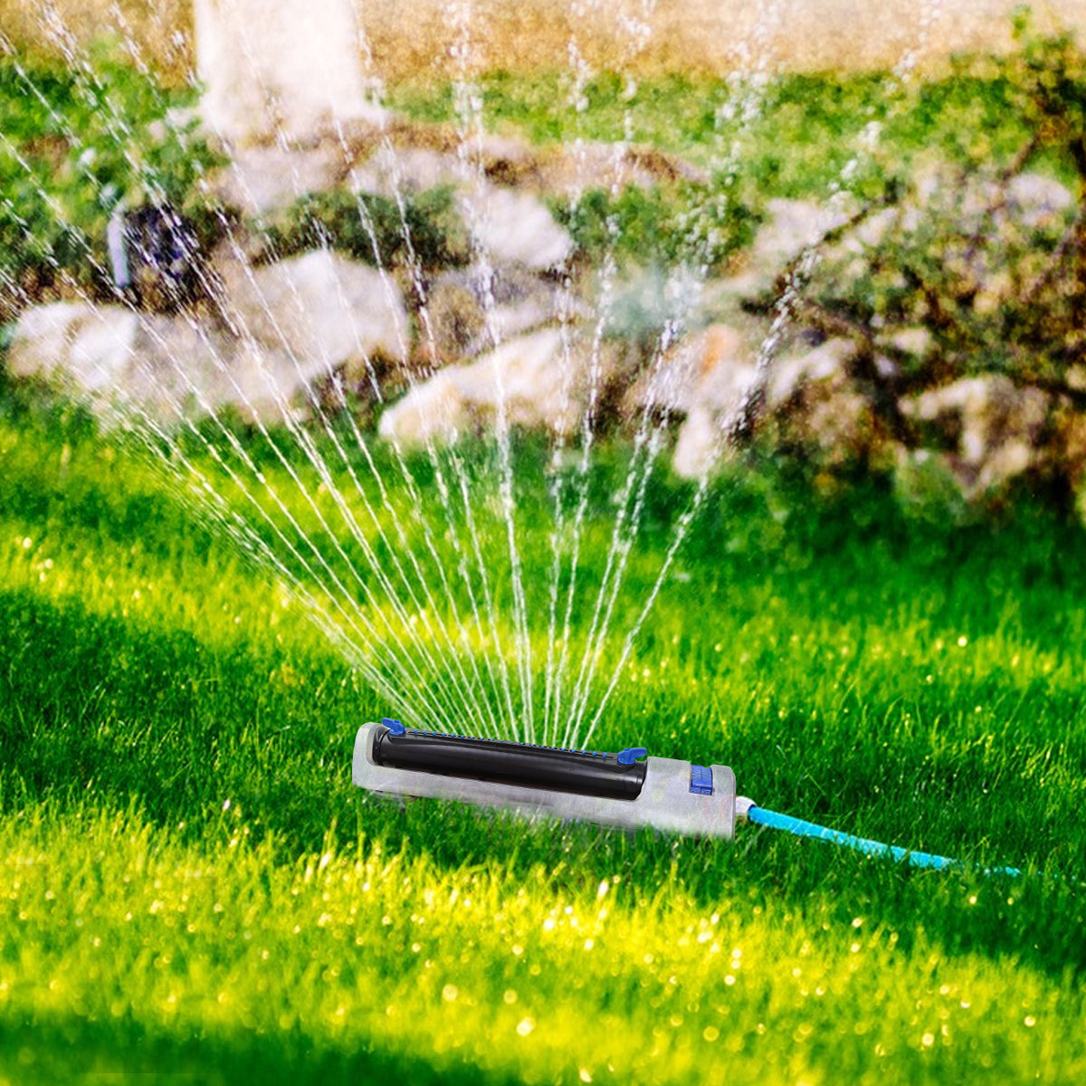 Yardeen Water Oscillating Sprinkler for Lawn, Yard Heavy Duty Connect Starter Set with 20 Hole Brass Nozzles Adjustable Metal Steel Garden Sprinkler Lawn Irrigation System