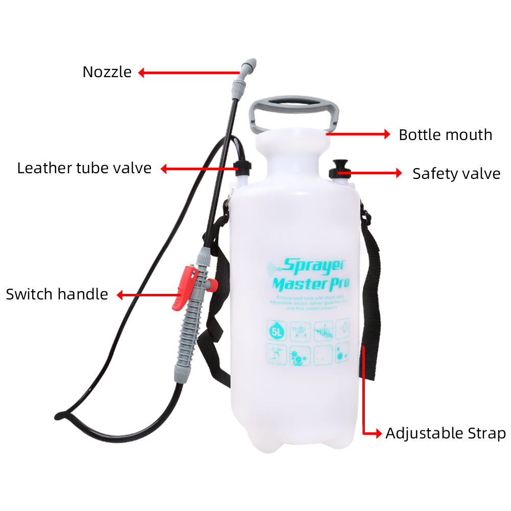 Yardeen 5L Portable Hand Pressure Watering Can Agricultural Sprayers Disinfection Sterilization Watering Large Capacity Sprayer