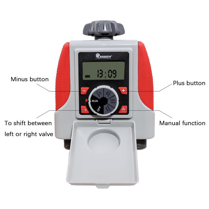 Electronic 2-Outlet Hose Water Timer Waterproof Programmable Garden Yard Sprinkler Timer Automatic Valve