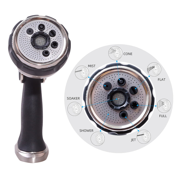 7 Pattern Garden Metal Rear Trigger Nozzle Water Gun Multifunctional Household Car Wash Nozzle Spraying Sprinkler Tools