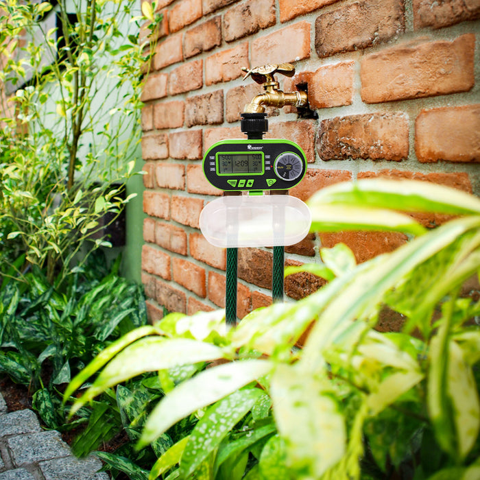 Yardeen 2 Outlet Garden Digital Electronic Water Timer Irrigation Controller for Garden Yard, Green