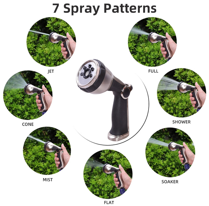 7 Pattern Garden Metal Rear Trigger Nozzle Water Gun Multifunctional Household Car Wash Nozzle Spraying Sprinkler Tools