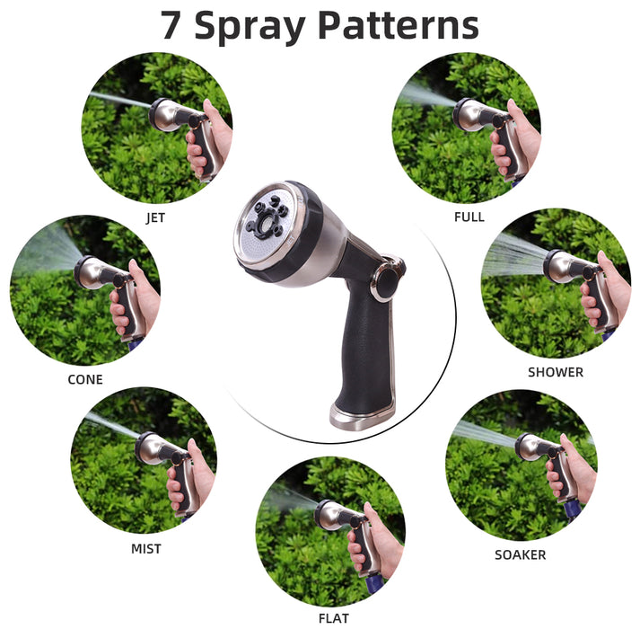 Yardeen 7 Pattern Garden Metal Rear Trigger Nozzle Water Gun Multifunctional Household Car Wash Nozzle Spraying Sprinkler Tools