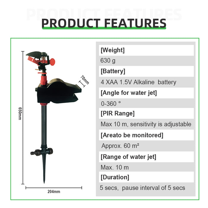 Animal Away Scarecrow Garden Jet Spray Repellent Driving Small Animals Repellent Hi-Tech Solenoid Valve Used