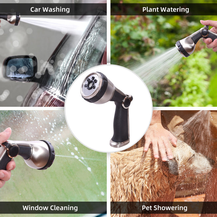 7 Pattern Garden Metal Rear Trigger Nozzle Water Gun Multifunctional Household Car Wash Nozzle Spraying Sprinkler Tools