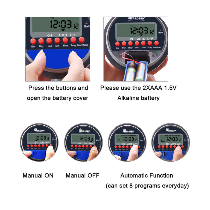 Yardeen Electronic Water Timer Garden Irrigation Controller Digital Intelligence Watering System LCD Waterproof, No Water Pressure Required