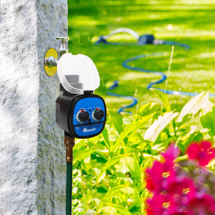 Yardeen Electronic Water Timer Gardening Irrigation System with Rain Delay Function Color Blue